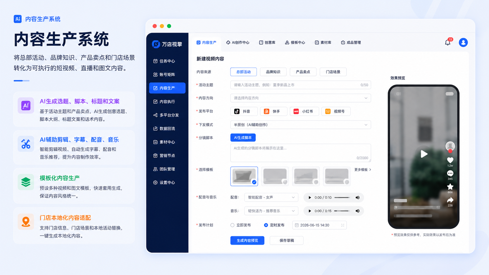 万店视擎总部Web内容生产系统示意图